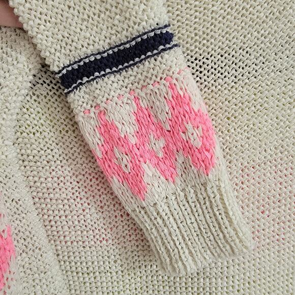 Mustard Seed Womens Crocheted Sweater Neon Aztec Tribal Print Long Sleeve Small - Picture 4 of 7